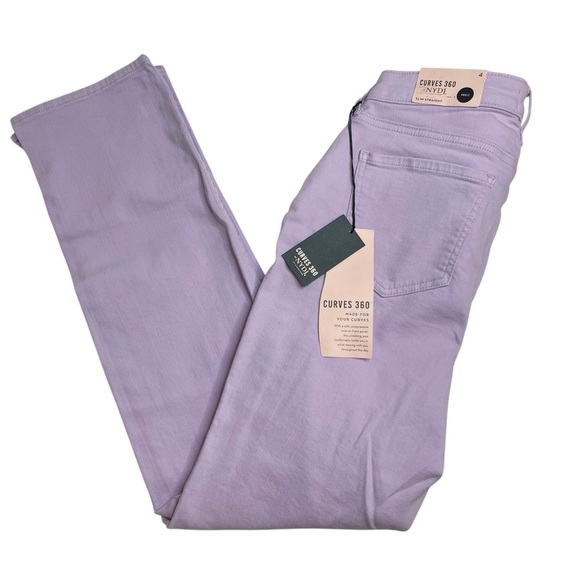 NYDJ Denim - NYDJ Curves 360 Slim Straight Ankle Side Slit Jeans Lilac Petal Size 4 New